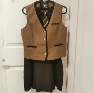 Korean Wool Blend Brown and Tan Uniform Set